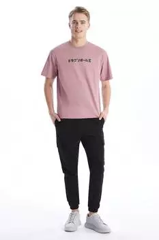 Хлопковая футболка с принтом Lc Waikiki, розовый