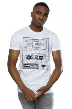 Хлопковая футболка с принтом Lightning McQueen Blueprint Cars, белый