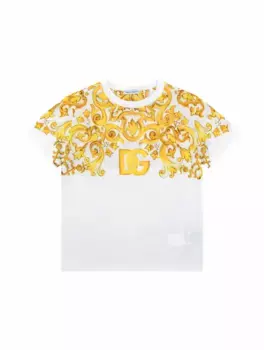 Хлопковая футболка с принтом Majolica Dolce&Gabbana, мультиколор