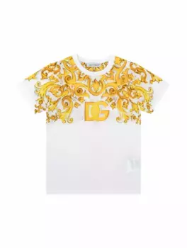 Хлопковая футболка с принтом Majolica Dolce&Gabbana, мультиколор