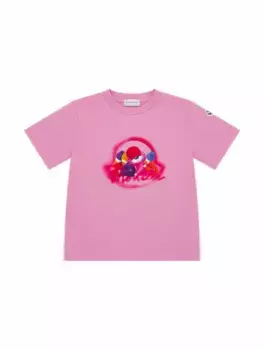 Хлопковая футболка с принтом Moncler, розовый