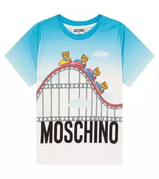 Хлопковая футболка с принтом Moschino, белый