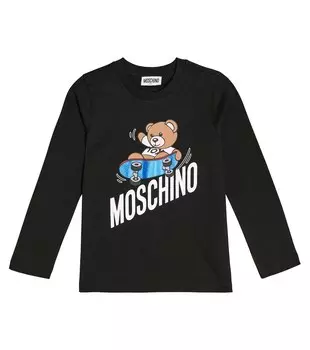 Хлопковая футболка с принтом Moschino, черный
