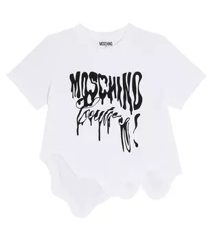Хлопковая футболка с принтом Moschino Kids, белый