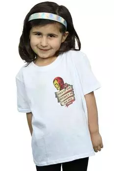 Хлопковая футболка с принтом на груди Iron Man Tattoo Journey Marvel, белый