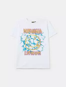 Хлопковая футболка с принтом «Нирвана» Ovs, цвет optical white