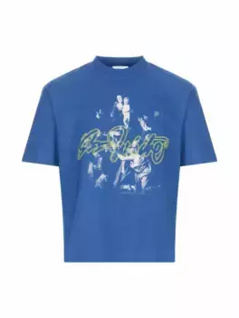 Хлопковая футболка с принтом Off-White, синий
