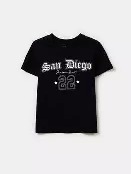 Хлопковая футболка с принтом Ovs, цвет black