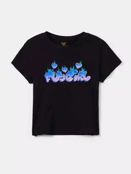 Хлопковая футболка с принтом Ovs, цвет black