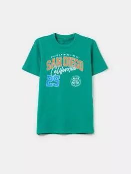 Хлопковая футболка с принтом Ovs, цвет emerald green