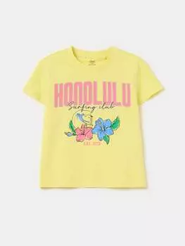 Хлопковая футболка с принтом Ovs, цвет light yellow