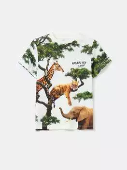 Хлопковая футболка с принтом Ovs, цвет optical white