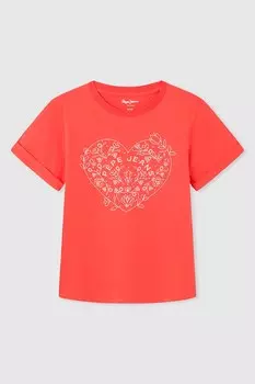 Хлопковая футболка с принтом Pepe Jeans London, красный