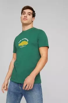 Хлопковая футболка с принтом Puma, зеленый