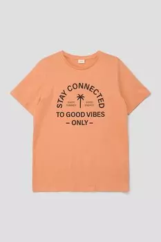Хлопковая футболка с принтом S Oliver, оранжевый