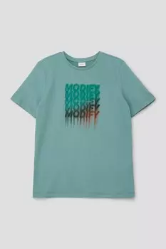 Хлопковая футболка с принтом S Oliver, зеленый