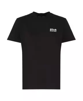 Хлопковая футболка с принтом спереди Golden Goose, черный