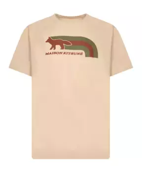 Хлопковая футболка с принтом спереди Maison Kitsun, коричневый