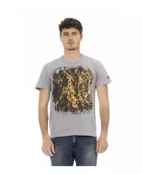 Хлопковая футболка с принтом спереди Trussardi, серый