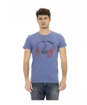 Хлопковая футболка с принтом спереди Trussardi, синий