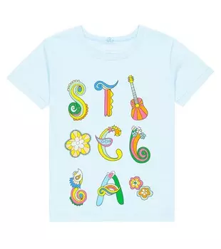 Хлопковая футболка с принтом Stella McCartney Kids, синий