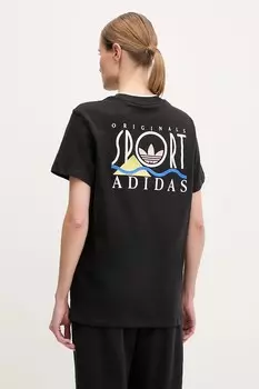 Хлопковая футболка с принтом свободного кроя Graphic Loose T Adidas Originals, черный