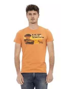 Хлопковая футболка с принтом Trussardi Action, оранжевый