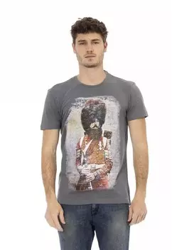 Хлопковая футболка с принтом Trussardi Action, серый