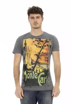 Хлопковая футболка с принтом Trussardi Action, серый