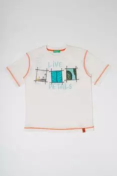 Хлопковая футболка с принтом United Colors Of Benetton, зеленый