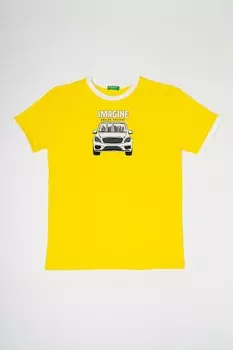 Хлопковая футболка с принтом United Colors Of Benetton, белый