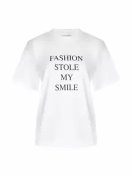 Хлопковая футболка с принтом Victoria Beckham, белый