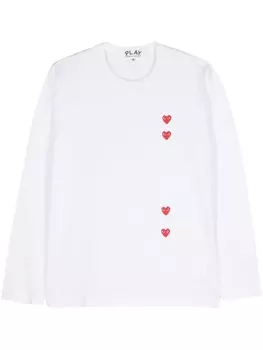 Хлопковая футболка с принтом в виде сердечек Comme Des Garons Play, белый