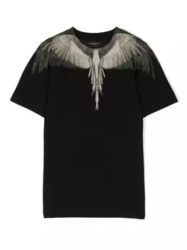 Хлопковая футболка с принтом Wings Marcelo Burlon County Of Milan Kids, черный