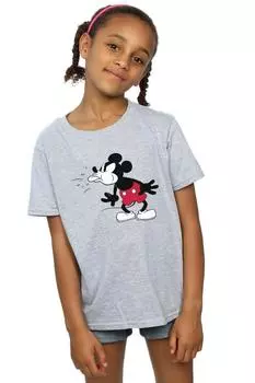 Хлопковая футболка с язычком Микки Мауса Disney, серый