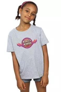 Хлопковая футболка с радужным логотипом Wonder Woman DC Comics, серый