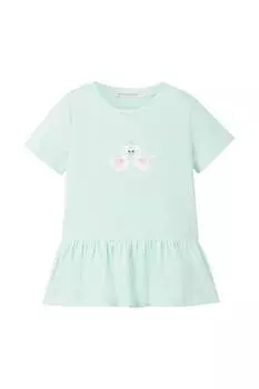 Хлопковая футболка с ребристым краем Tom Tailor, зеленый