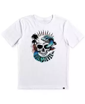 Хлопковая футболка с рисунком черепа и волн для больших мальчиков Quiksilver, белый