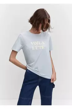 Хлопковая футболка с рисунком лодочки Mango, синий