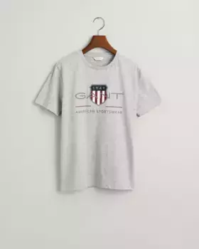 Хлопковая футболка с рисунком спереди Gant, серый