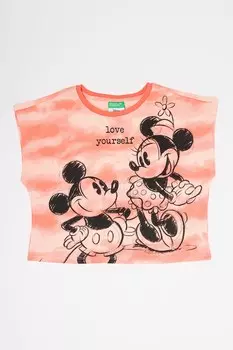 Хлопковая футболка с рисунком United Colors Of Benetton, розовый