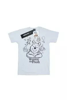 Хлопковая футболка с рисунком Винни-Пуха и коллажем Disney, белый