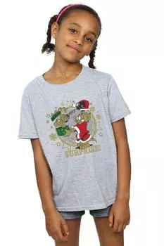 Хлопковая футболка с рождественским сюрпризом Tom & Jerry, серый