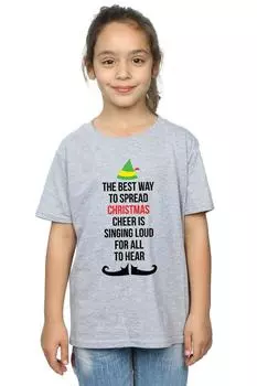 Хлопковая футболка с рождественским текстом Cheer Elf, серый