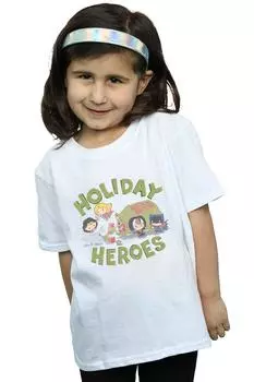 Хлопковая футболка с рождественской поставкой «Лига справедливости» DC Comics, белый