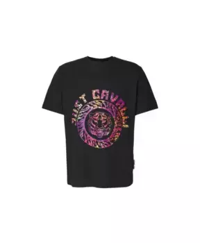 Хлопковая футболка S с логотипом Just Cavalli, черный