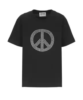 Хлопковая футболка S с логотипом мира Moschino, черный