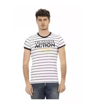 Хлопковая футболка S с принтом спереди Trussardi, белый