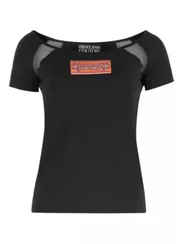 Хлопковая футболка с сетчатыми вставками Versace Jeans Couture, черный