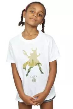 Хлопковая футболка с силуэтом Локи Marvel, белый